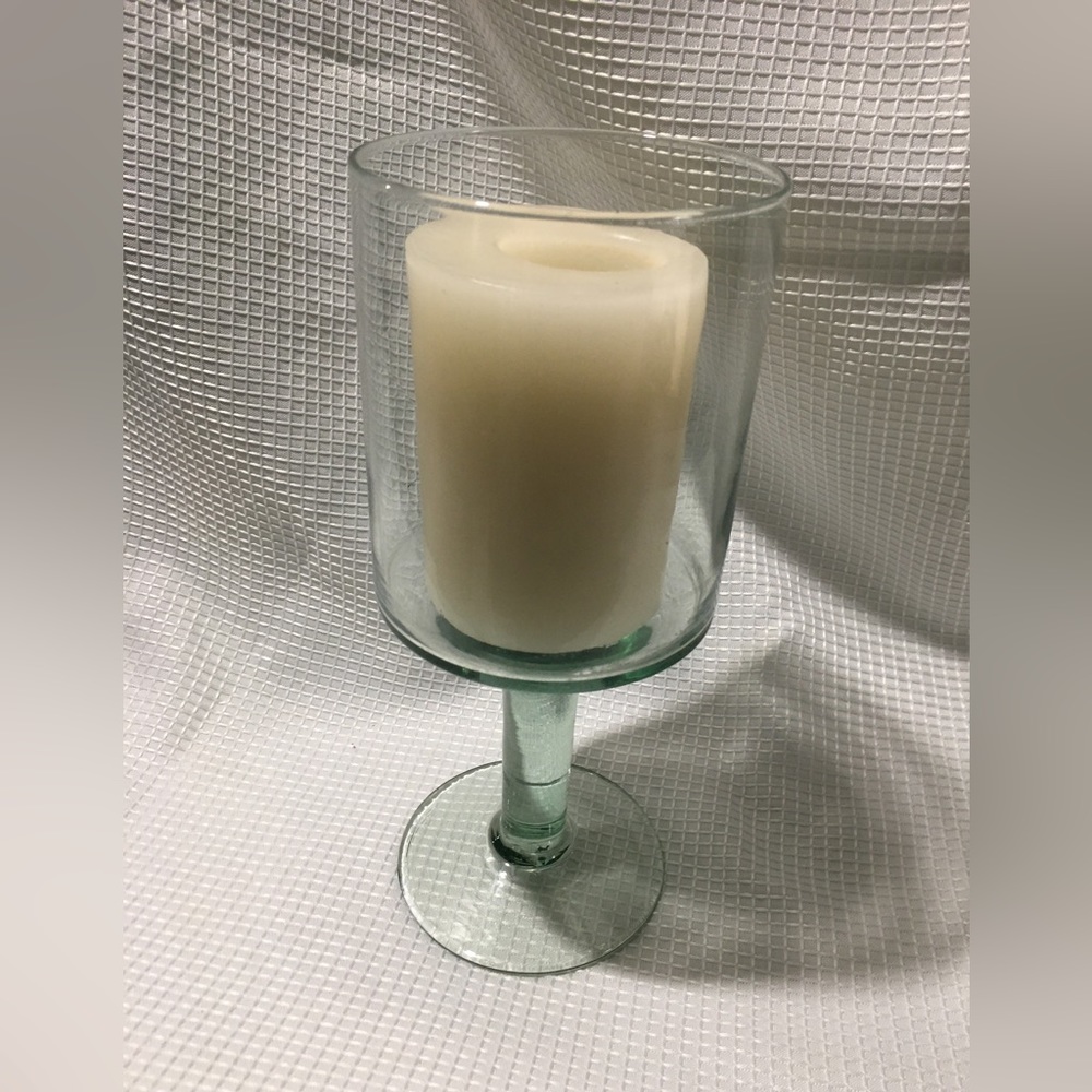 Nantucket Style Glass Goblet and Candle